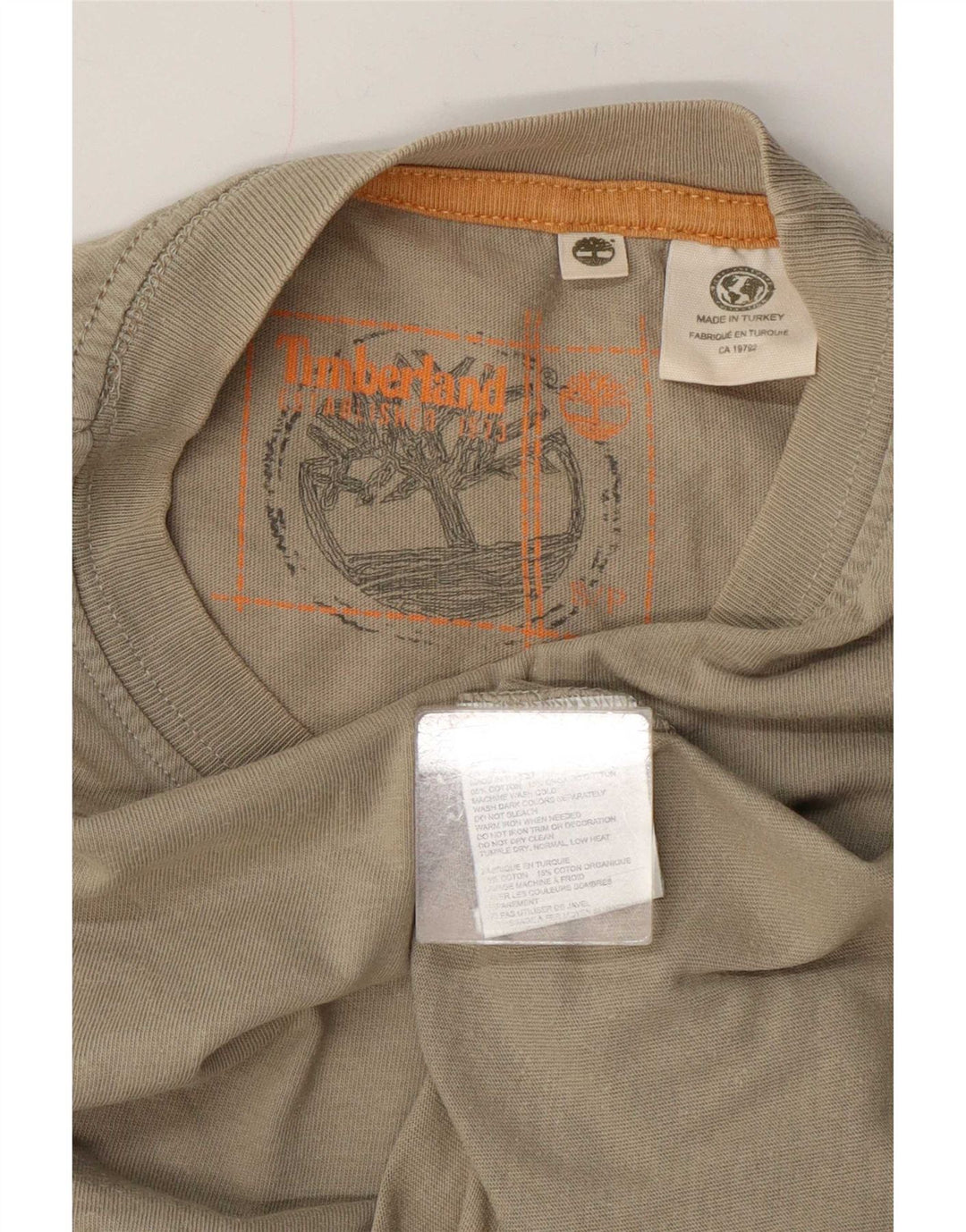 Timberland Camiseta gráfica para hombre Top Small Khaki Cotton