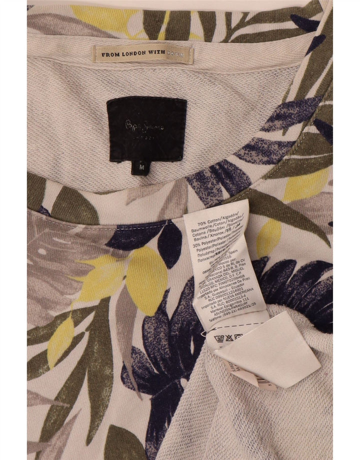 PEPE Jeans Sudadera extragrande para mujer, talla 40, talla mediana, color blanco roto, floral