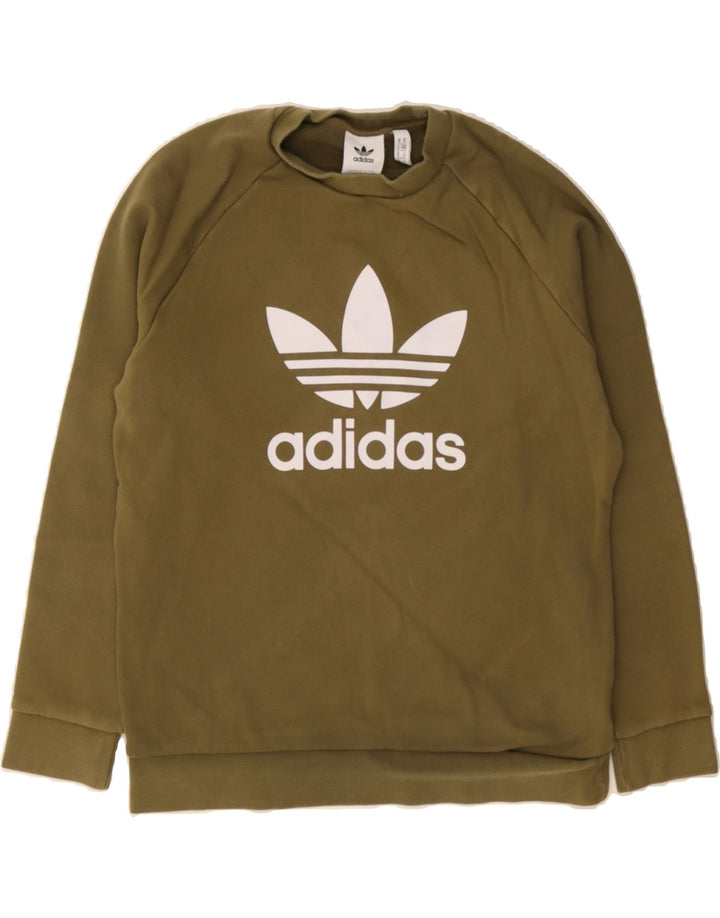 ADIDAS Mens Graphic Sweatshirt Jumper Medium Khaki Cotton Vintage Adidas and Second-Hand Adidas from Messina Hembry 