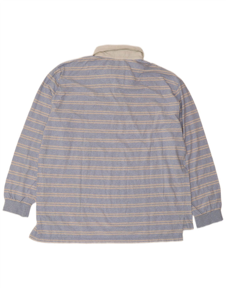 Slam Polo De Manga Larga Para Hombre 2XL Algodón A Rayas Azul