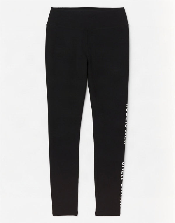 Leggings Hollister Mujer Gráficos UK 8 Small Algodón Negro