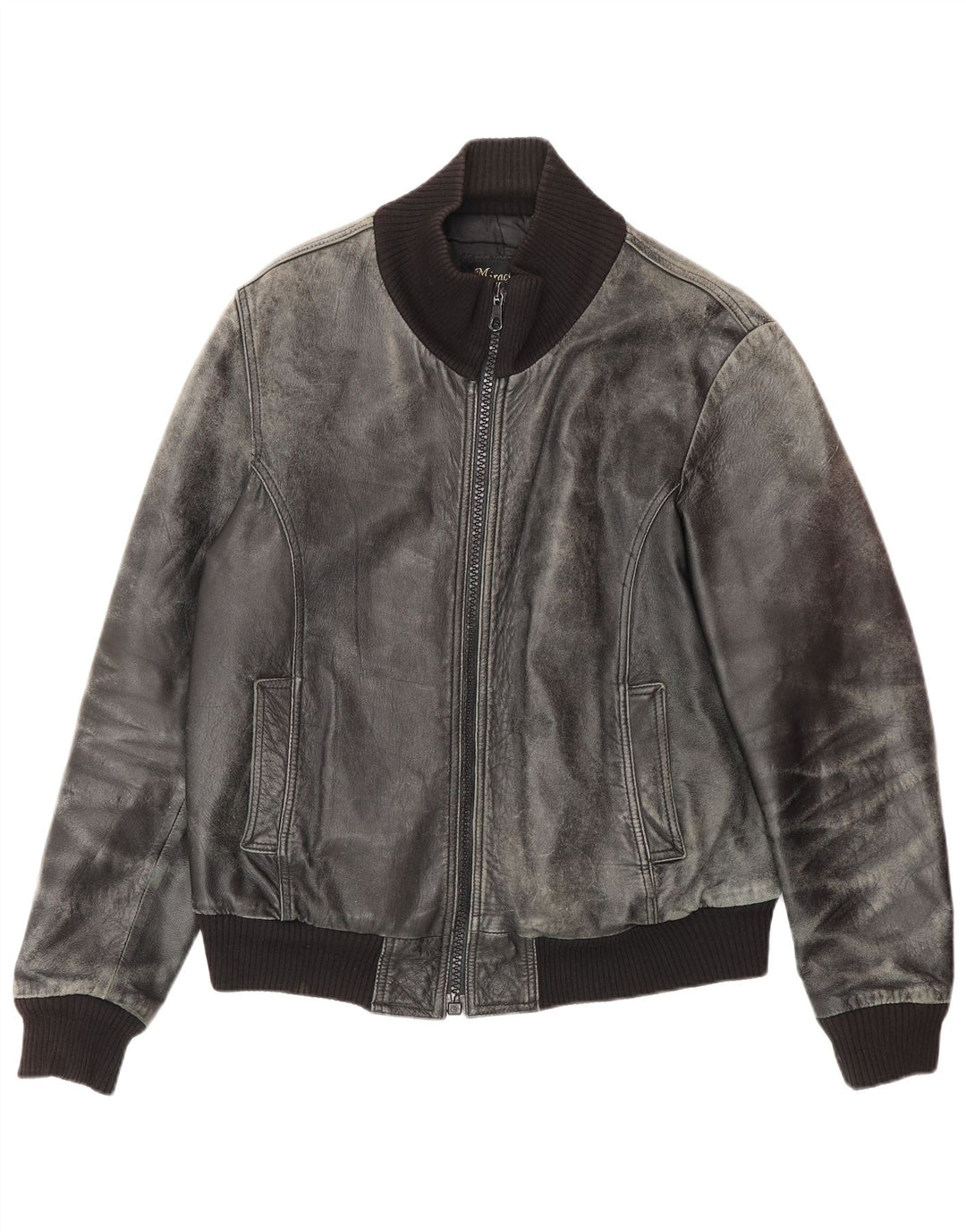 Vintage chaqueta de cuero para hombre Reino Unido 38 cuero negro medio