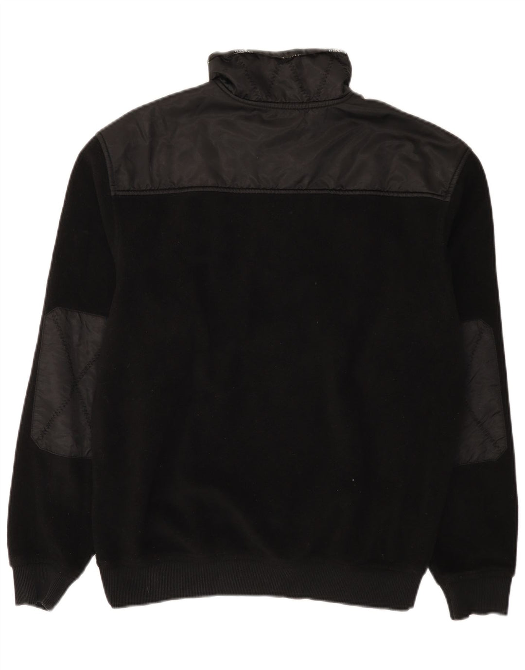 Bugatti Jersey de forro polar con cuello y cremallera para hombre, tamaño grande, poliéster negro