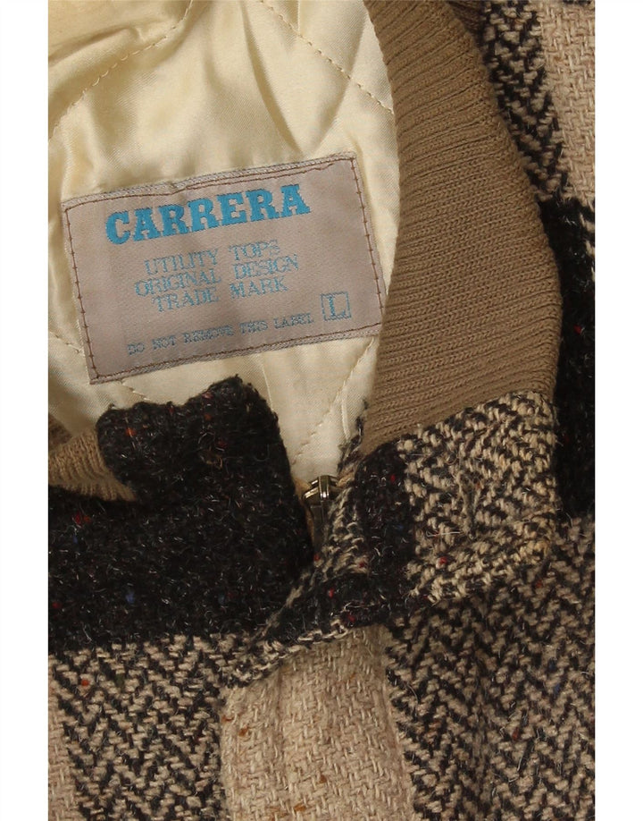 Carrera Chaqueta Bomber Militar para Hombre UK 40 Large Brown Gingham