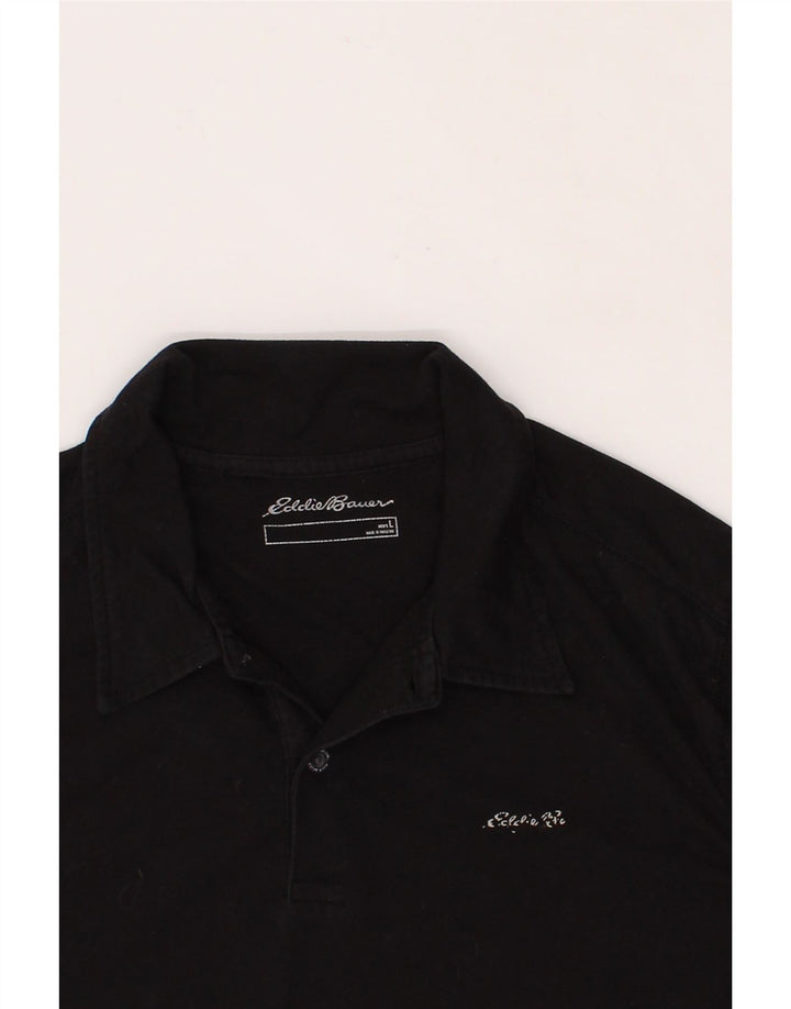 EDDIE BAUER Mens Polo Shirt Large Black Cotton Vintage Eddie Bauer and Second-Hand Eddie Bauer from Messina Hembry 