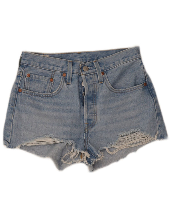 Levi's Mujer 501 Shorts De Mezclilla Desgastados W26 Algodón Azul Pequeño