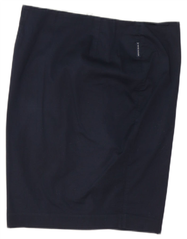 Armani Falda Recta Mujer EU 40 Mediana W30 Azul Marino Algodón