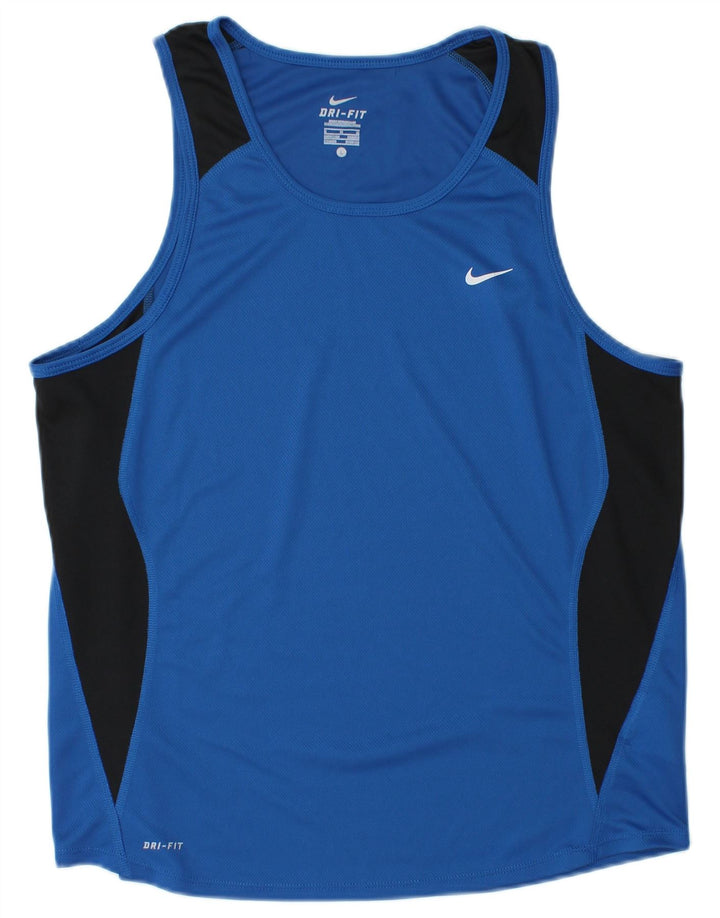 NIKE Camiseta sin mangas Dri Fit para hombre UK 42/44 Poliéster con bloques de color azul grande