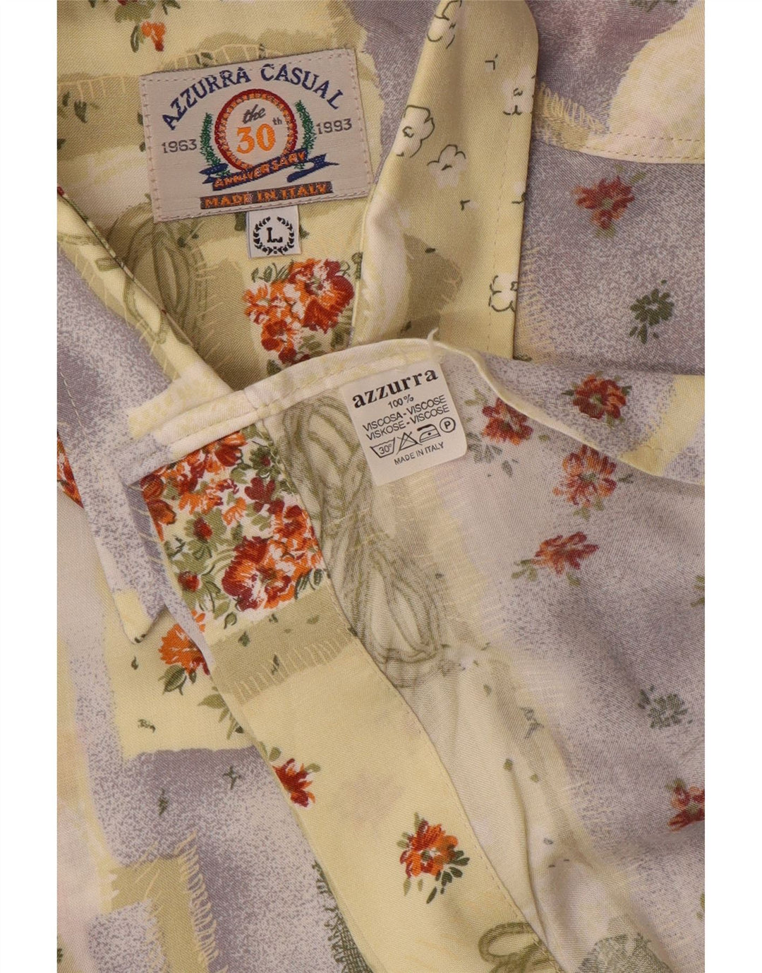 Camisa Azzurra Hombre Grande Viscosa Patchwork Amarilla