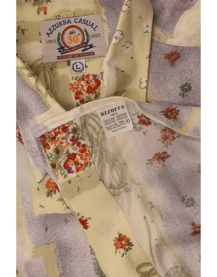 Camisa Azzurra Hombre Grande Viscosa Patchwork Amarilla