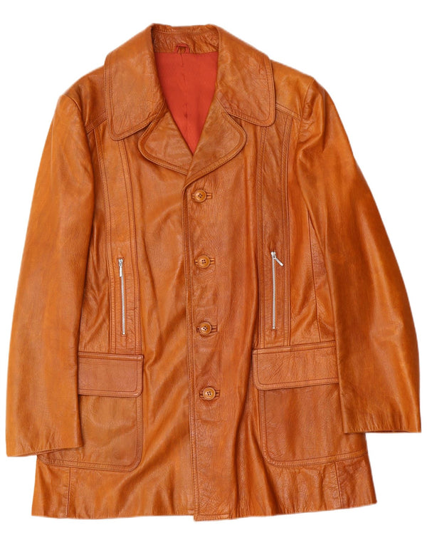 Chaqueta de cuero vintage para hombre Reino Unido 38 Marrón medio