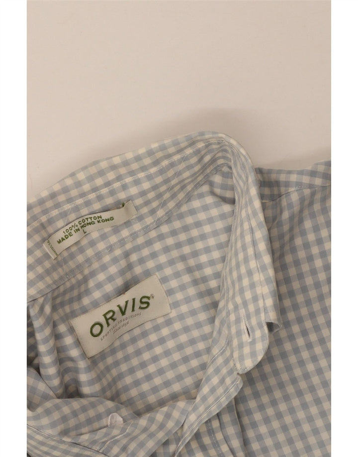Camisa Orvis para hombre de algodón a cuadros azul grande