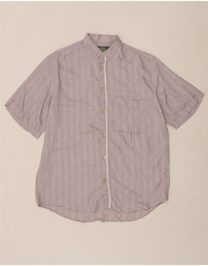 VINTAGE Mens Short Sleeve Shirt Medium Purple Paisley Acetate Vintage Vintage and Second-Hand Vintage from Messina Hembry 