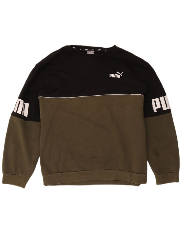 Puma Hombre Sudadera Gráfica Jumper 2XL Caqui Colorblock Algodón