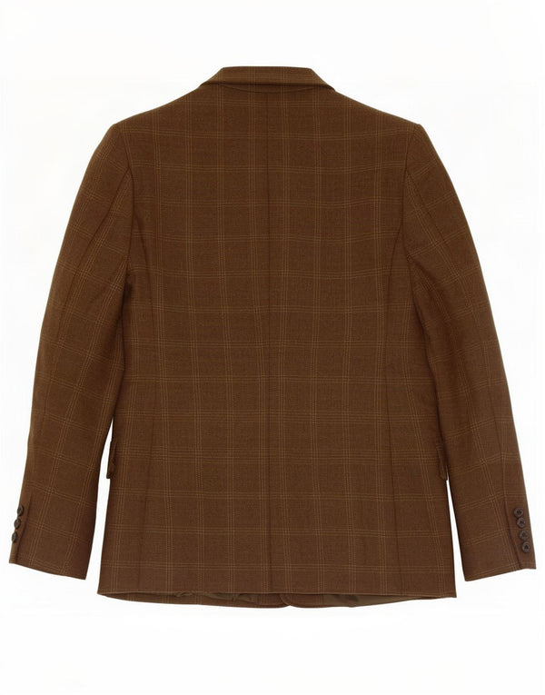 Elizabeth Ascot Chaqueta Blazer de 3 Botones para Mujer US 18 2XL Lana a Cuadros Caqui