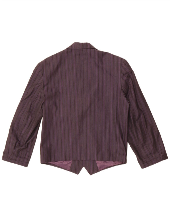 Vintage mujer doble pecho Blazer chaqueta Reino Unido 14 medio púrpura rayas