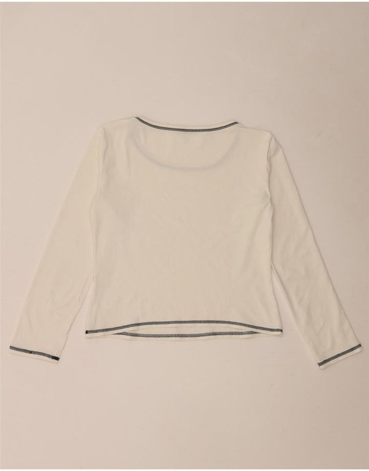 i Blues Top corto para mujer de manga larga UK 44 Grande Blanco