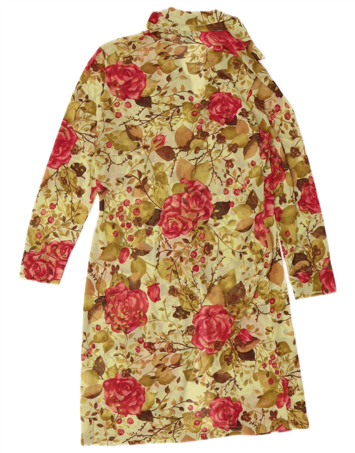 Kookai Vestido camisero de manga larga para mujer, talla 1, pequeño, verde, floral, bohemio