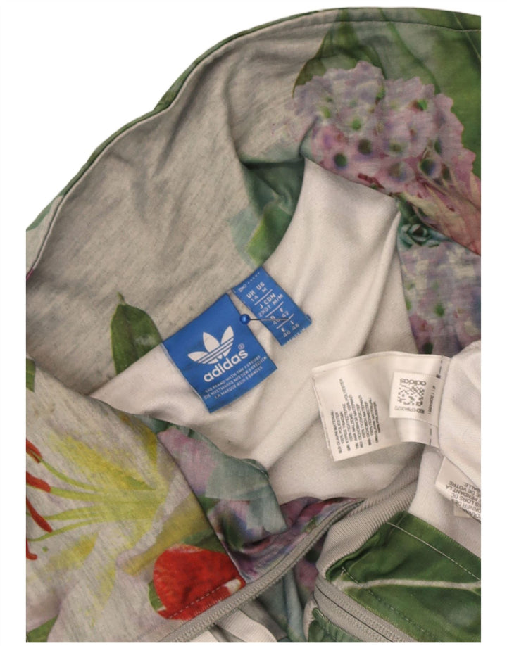 Adidas - Chaqueta de chándal gráfica para mujer, talla 40, color gris medio floral