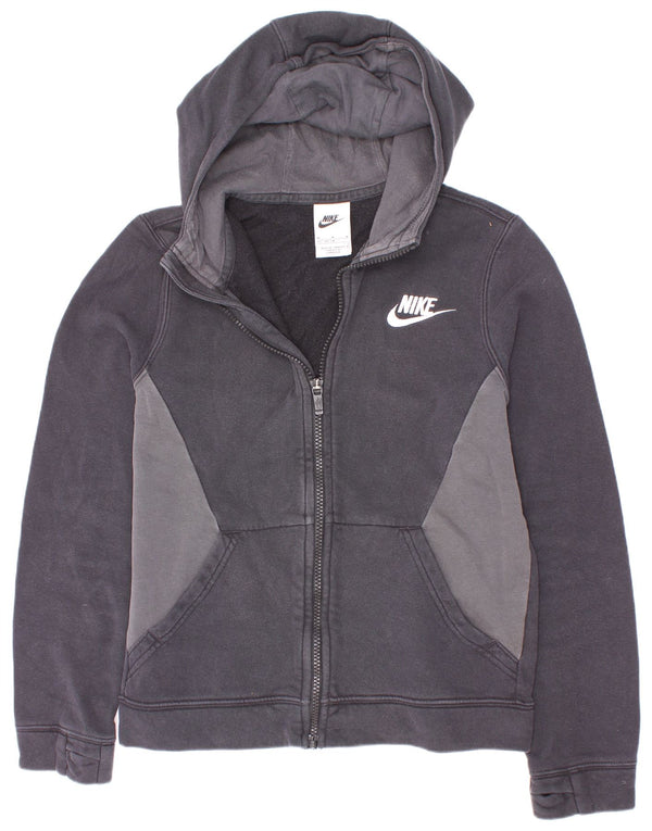 Nike Sudadera con capucha y cremallera para niños 10-11 años Algodón color block mediano negro
