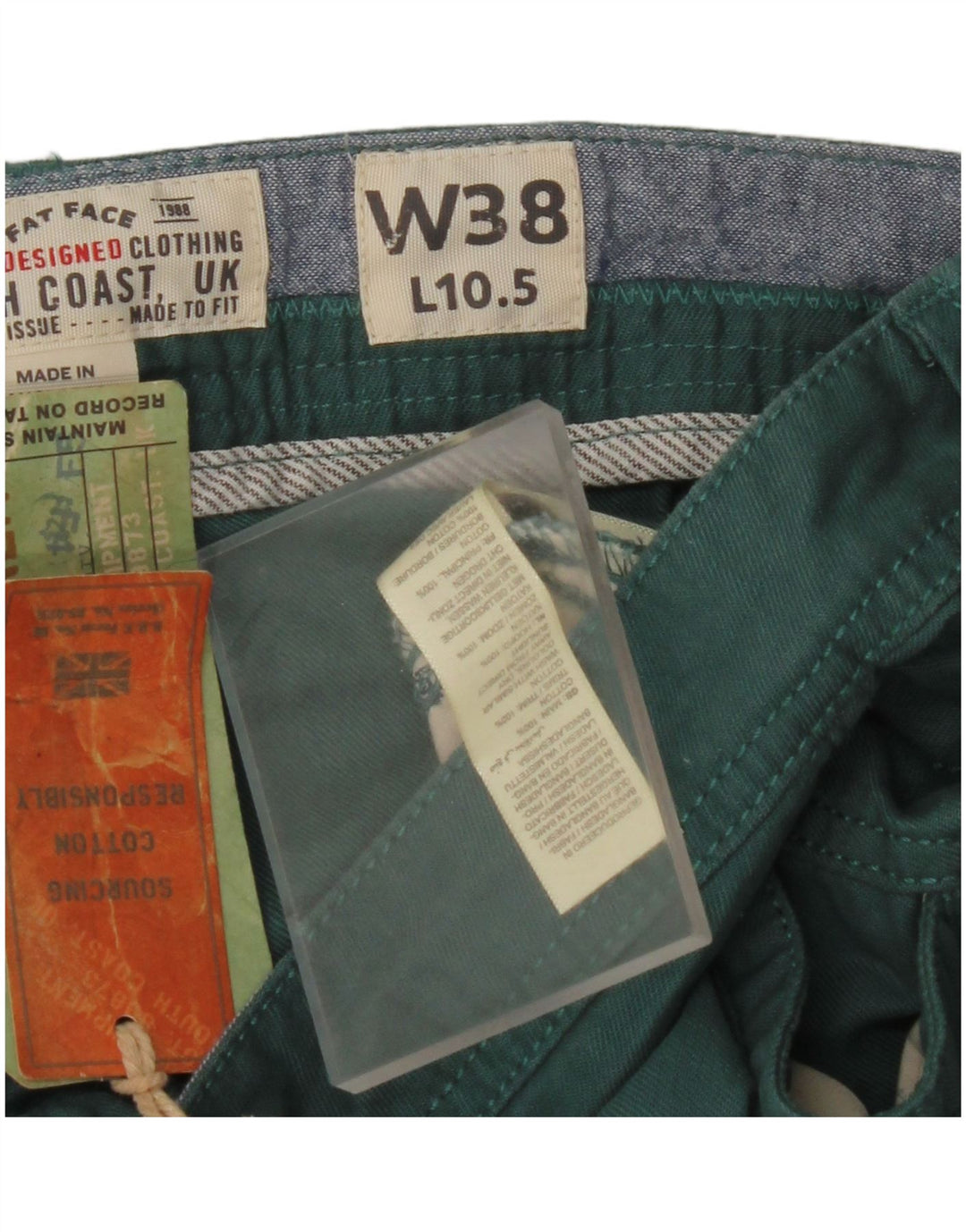 FAT FACE Pantalones cortos chinos para hombre W38 XL Algodón verde