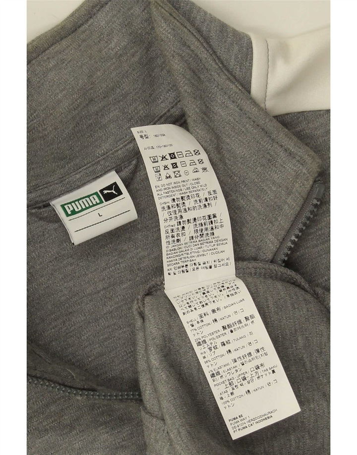 Puma Chaqueta de chándal para hombre con bloques de color gris grande de algodón