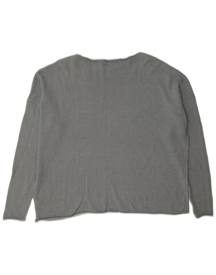 Zara - Jersey extragrande con cuello barco para mujer, talla 40, algodón gris medio