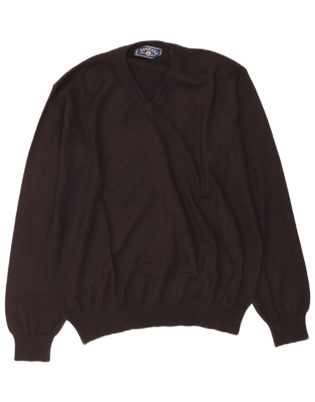 Navigare Jersey con Cuello en V para Hombre, Grande, Lana Negra