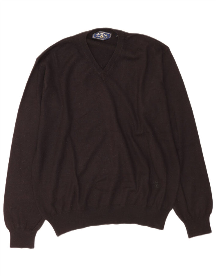Navigare Jersey con Cuello en V para Hombre, Grande, Lana Negra