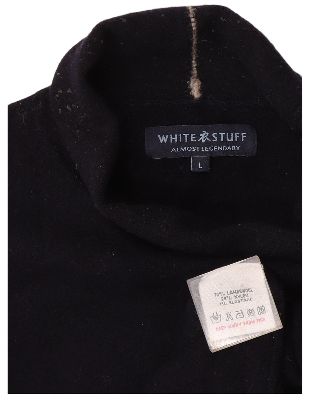 White Stuff Suéter tipo jersey con cuello vuelto para mujer UK 46 Large Lana azul marino