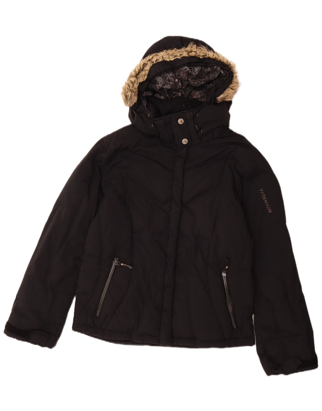 Columbia Chaqueta acolchada con capucha para mujer UK 46 Large Nylon negro