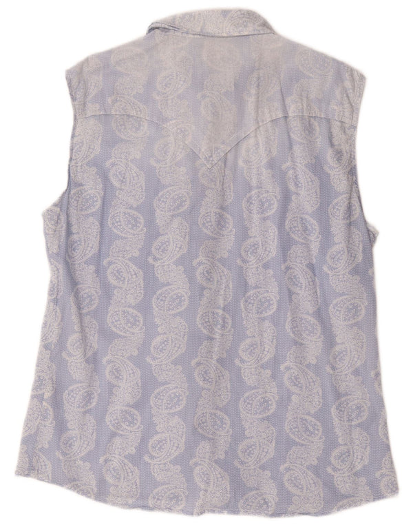 Diesel Camisa Sin Mangas Para Mujer UK 46 Grande Azul Paisley Algodón