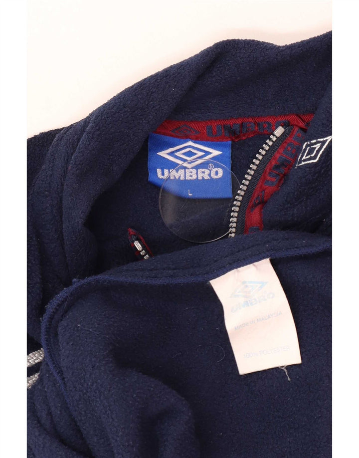 Umbro Jersey de forro polar con cuello con cremallera y gráfico para hombre grande Poliéster azul marino