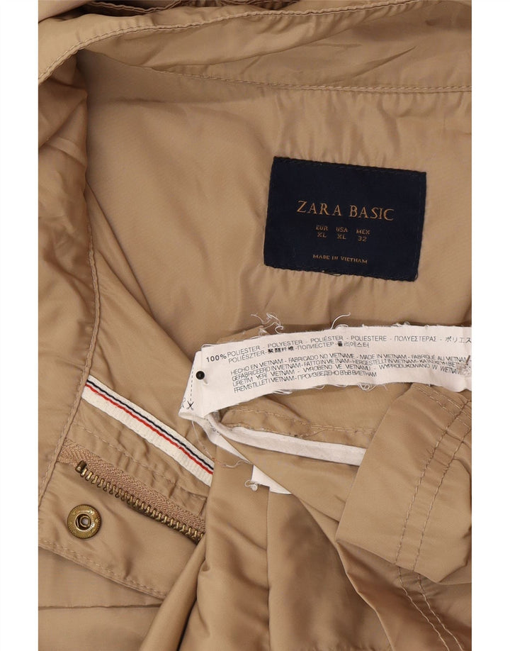Zara Mujer Chaqueta Utilitaria Con Capucha ES 40 XL Poliéster Beige