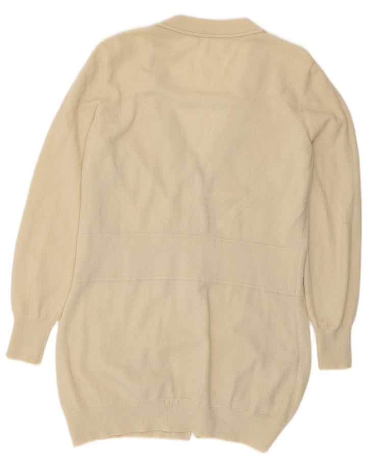 VINTAGE Womens Longline Cardigan Sweater UK 14 Medium Beige