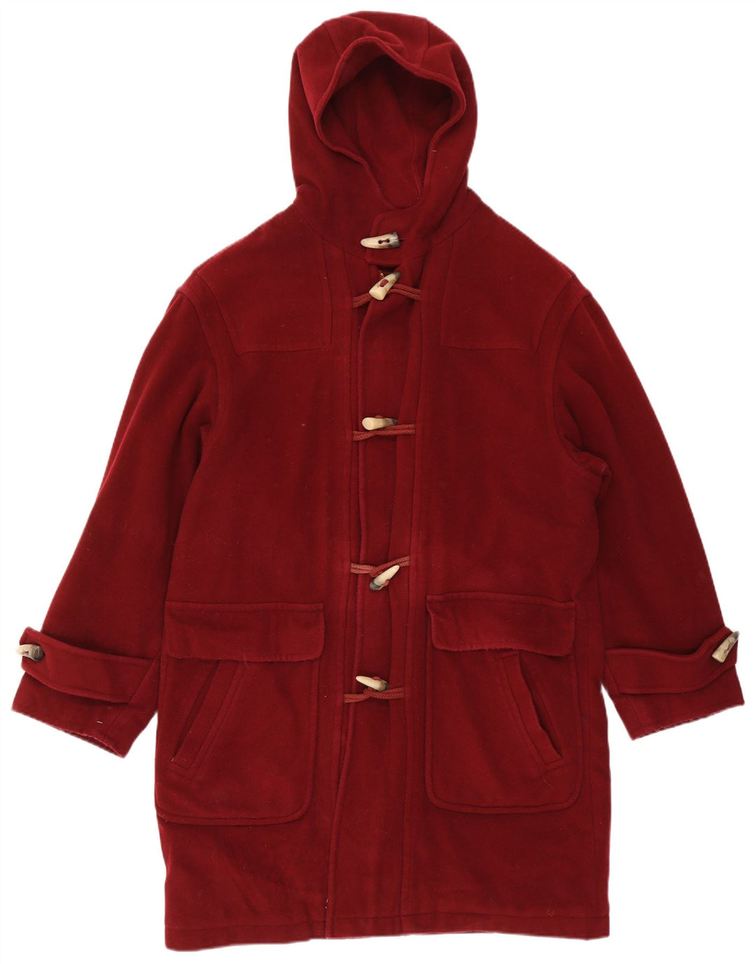 Vintage mujer con capucha Duffle abrigo IT 52 2XL lana roja