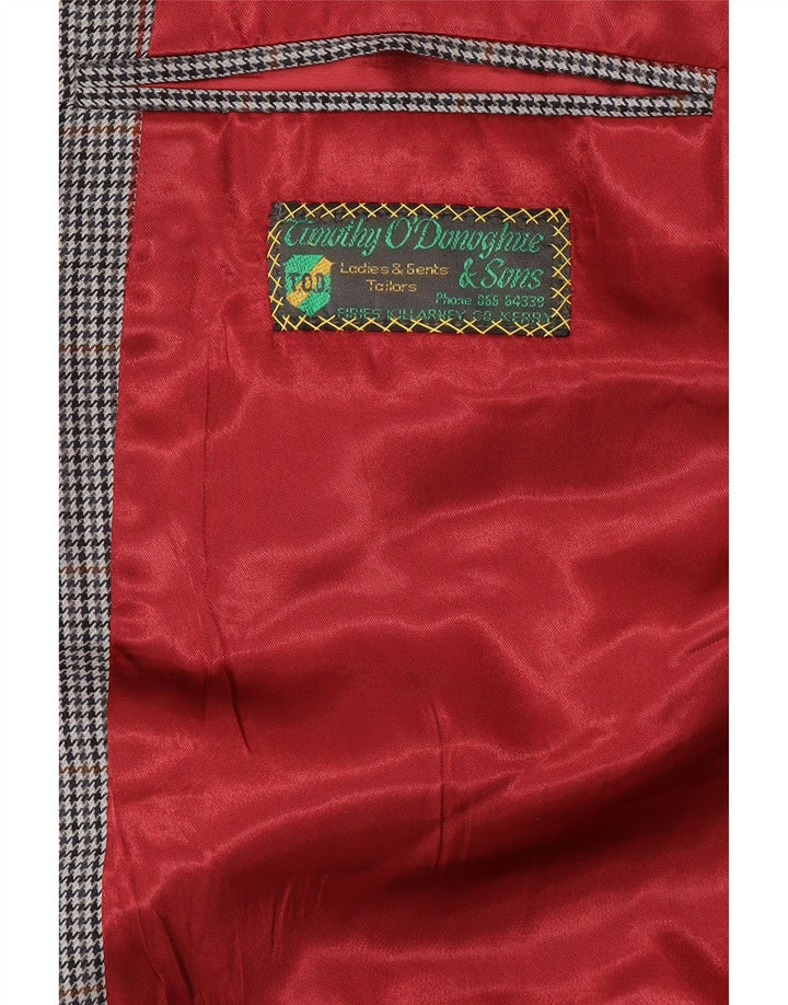 Vintage hombres 2 botones Blazer chaqueta Reino Unido 42 XL gris comprobar