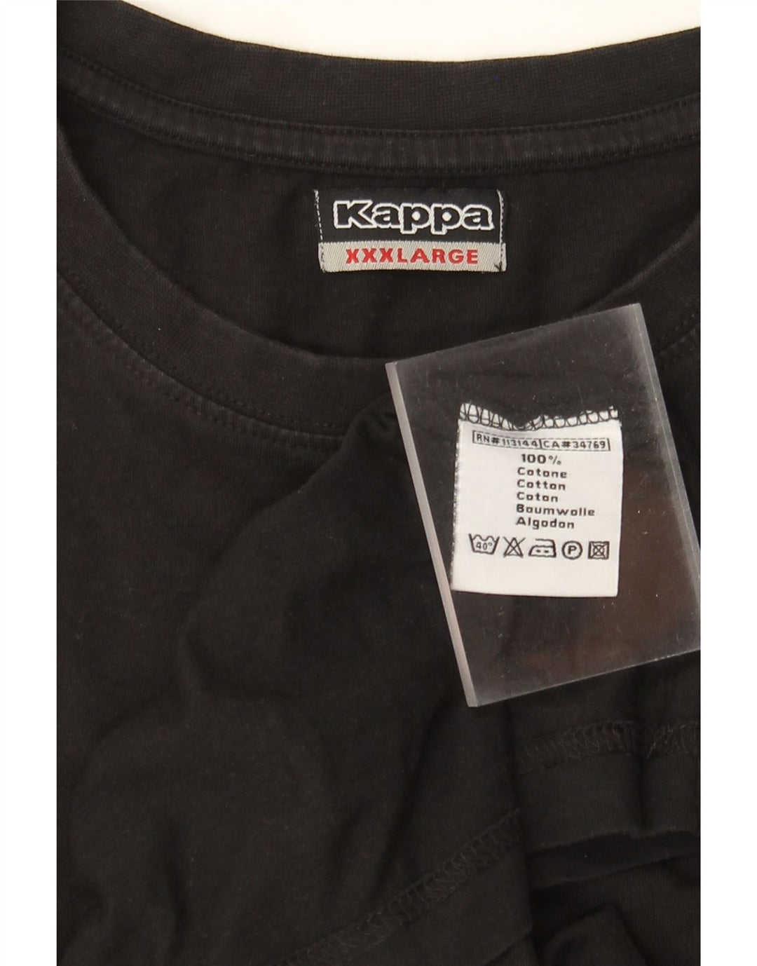 Kappa Camiseta Hombre Top 3XL Algodón Negro