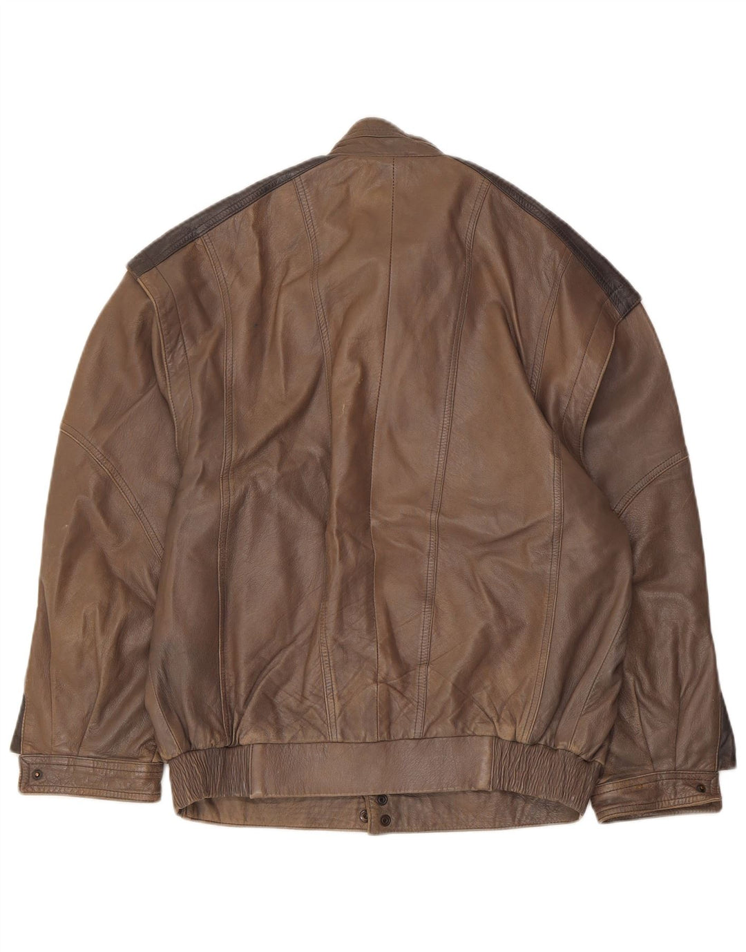 Chaqueta de cuero vintage para hombre IT 48 Cuero color block marrón medio