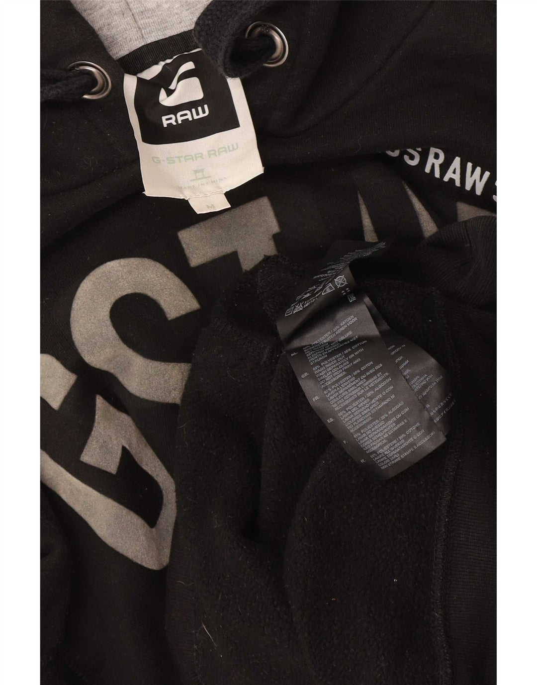 G-Star Hombre Sudadera Con Capucha Gráfica Jersey Mediano Negro Poliéster