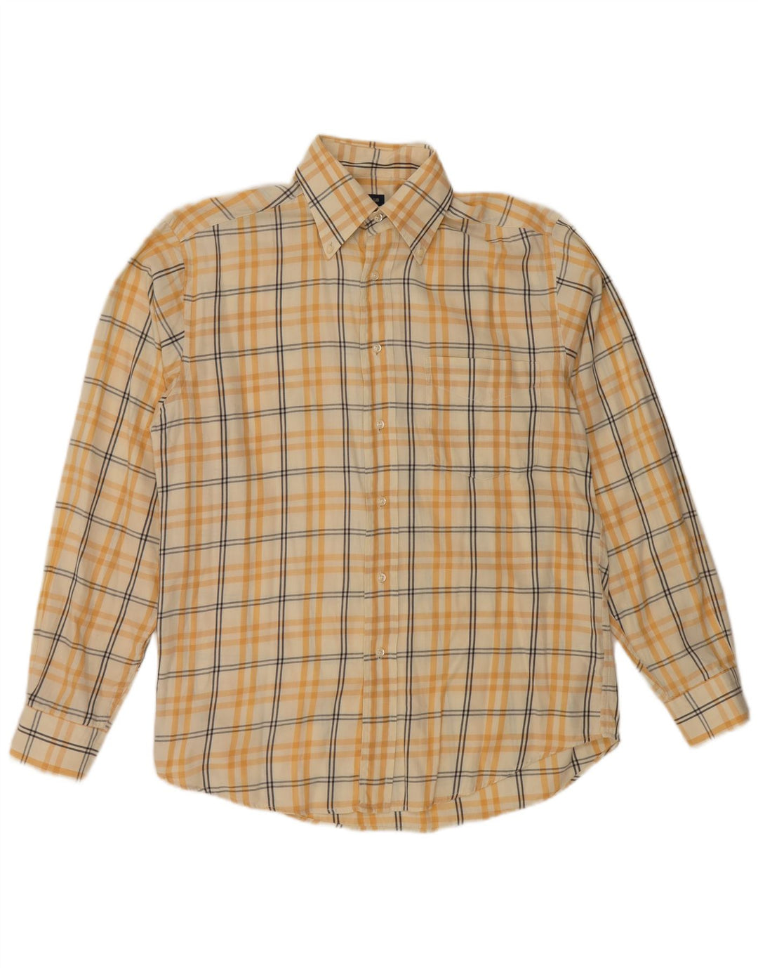 Camisa VINTAGE para hombre de algodón a cuadros amarillo medio