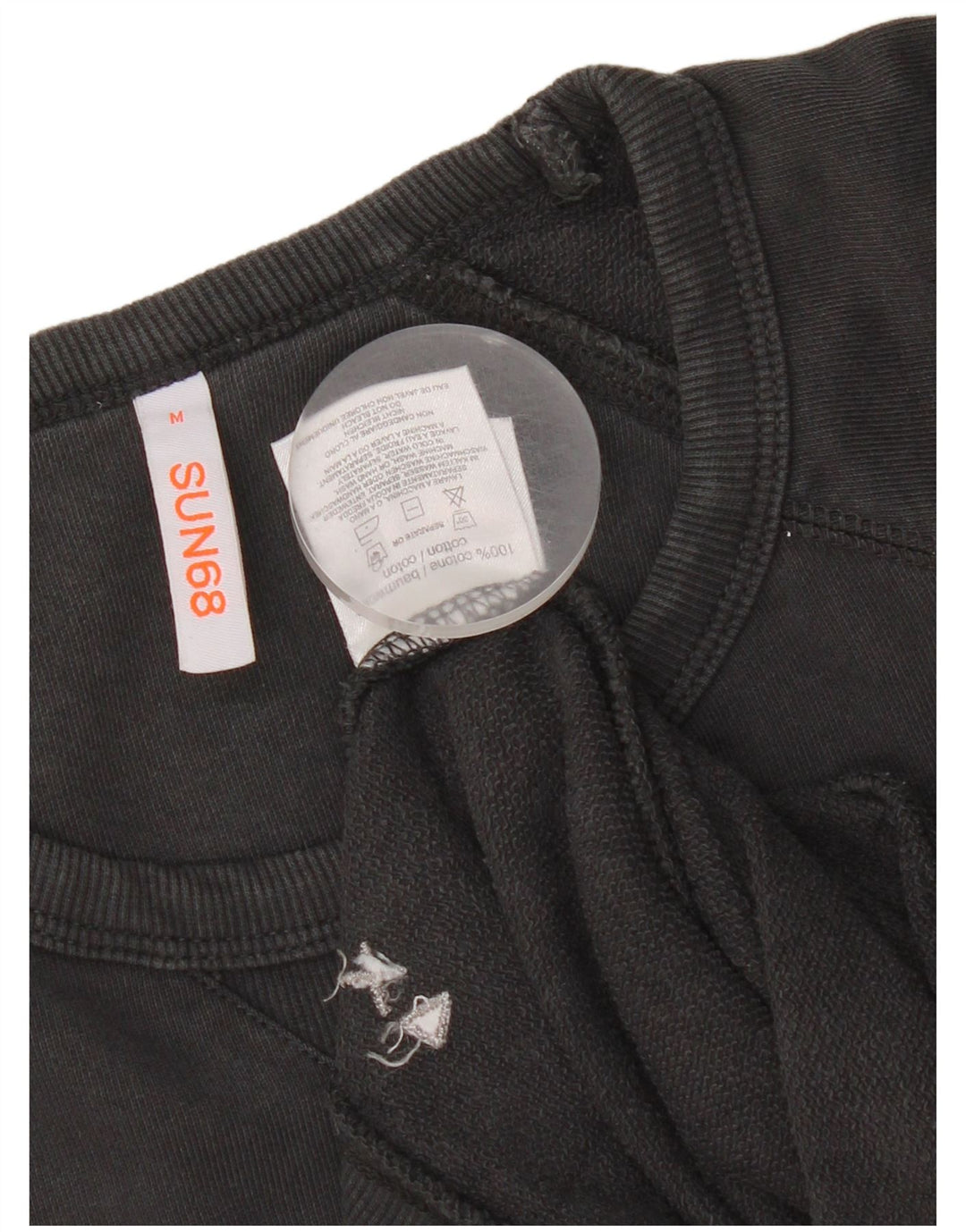 Sun68 Sudadera de Manga Corta para Mujer Jersey UK 44 Mediano Negro Algodón