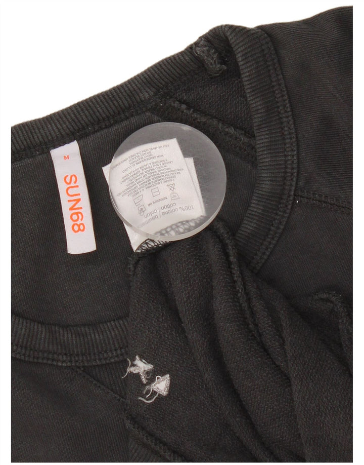 Sun68 Sudadera de Manga Corta para Mujer Jersey UK 44 Mediano Negro Algodón