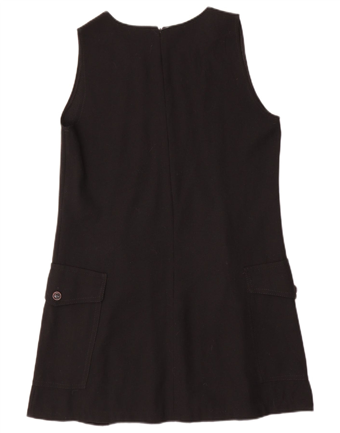 Vintage mujer sin mangas A-Line vestido Reino Unido 12 lana negra mediana