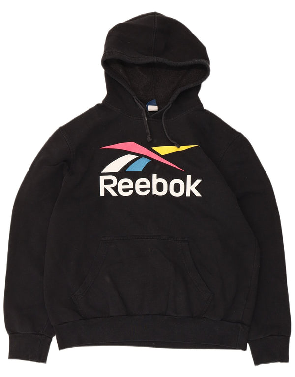 Reebok Sudadera con capucha gráfica para mujer UK 46 Grande Algodón negro