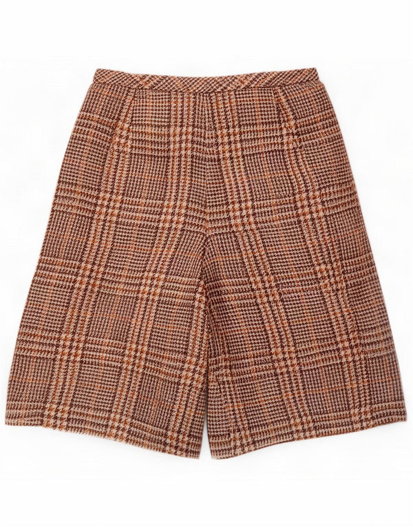 Pantalones cortos casuales de cintura alta para mujer Belfe Small W26 Brown Houndstooth