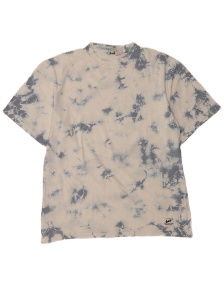 Camiseta Pull & Bear Hombre Top XS Algodón Tie Dye Blanco