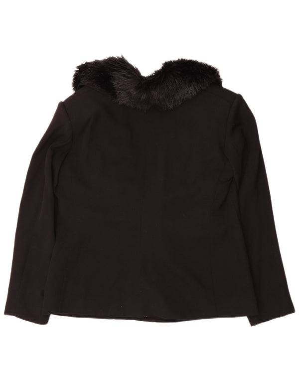 LUCIANO SOPRANI Chaqueta tipo blazer de 3 botones para mujer UK 46 Grande Negro