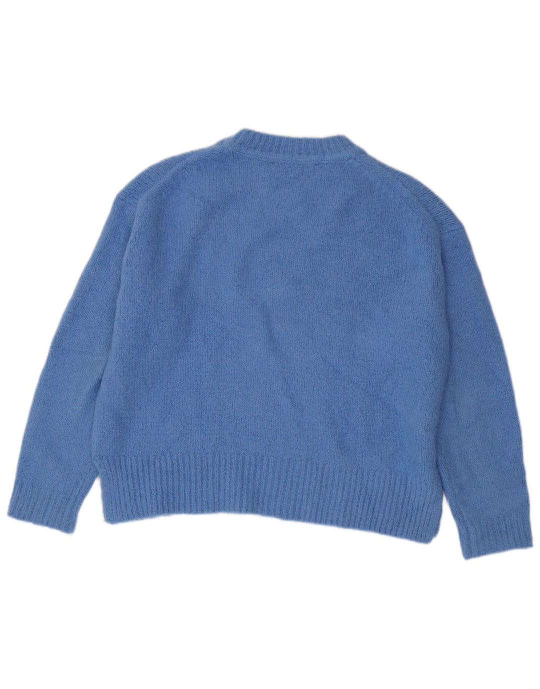Zara Mujer Jersey De Cuello Redondo De Gran Tamaño UK 44 Acrílico Azul Medio