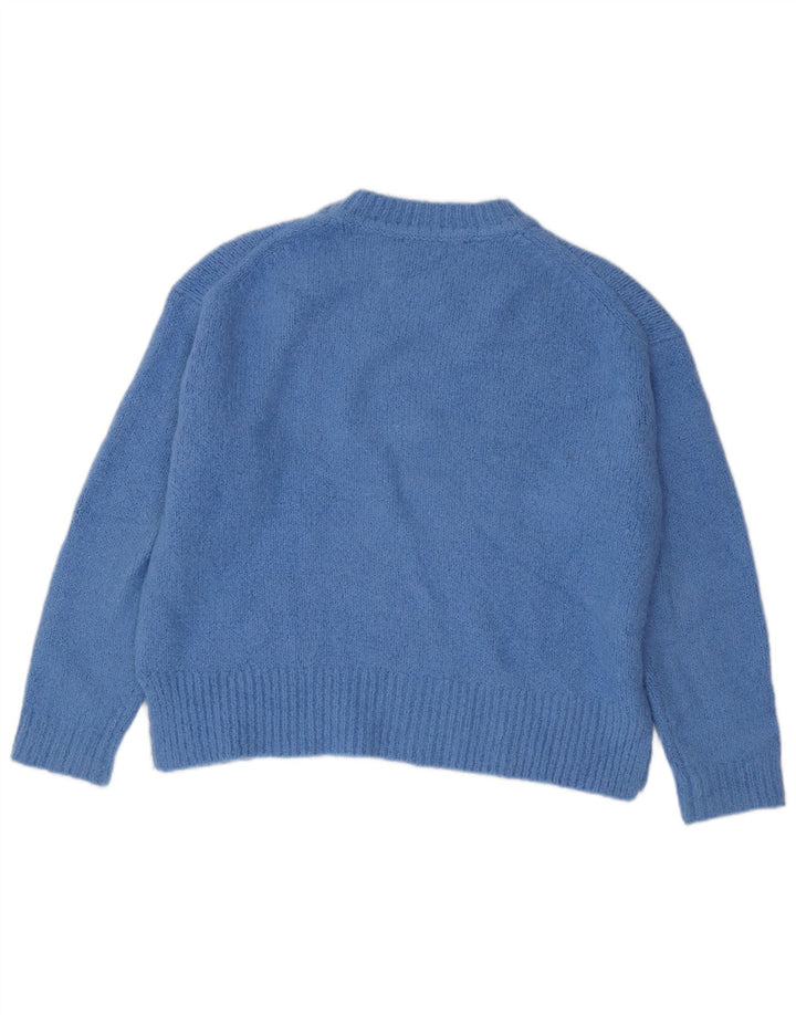 Zara Mujer Jersey De Cuello Redondo De Gran Tamaño UK 44 Acrílico Azul Medio